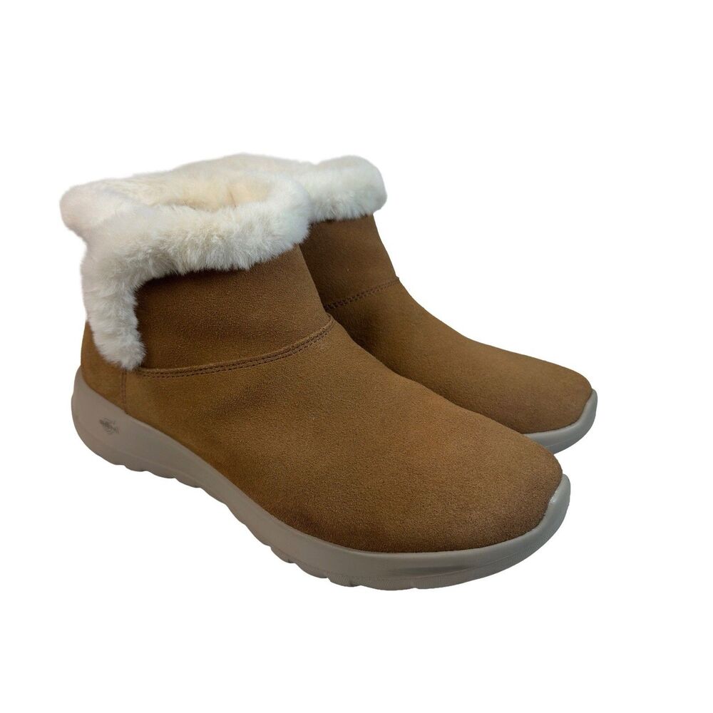 Skechers On-the-GO Joy Sherpa Lined Ankle Boots Happily Cozy Chestnut Size 9